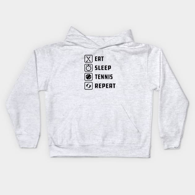 Tennis Player - Eat Sleep Tennis Repeat Kids Hoodie by KC Happy Shop